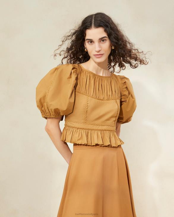 femmes Loeffler Randall cigare anna - haut à basque et manches bouffantes vêtements 8HL8209