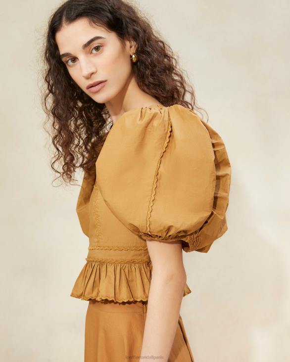 femmes Loeffler Randall cigare anna - haut à basque et manches bouffantes vêtements 8HL8209