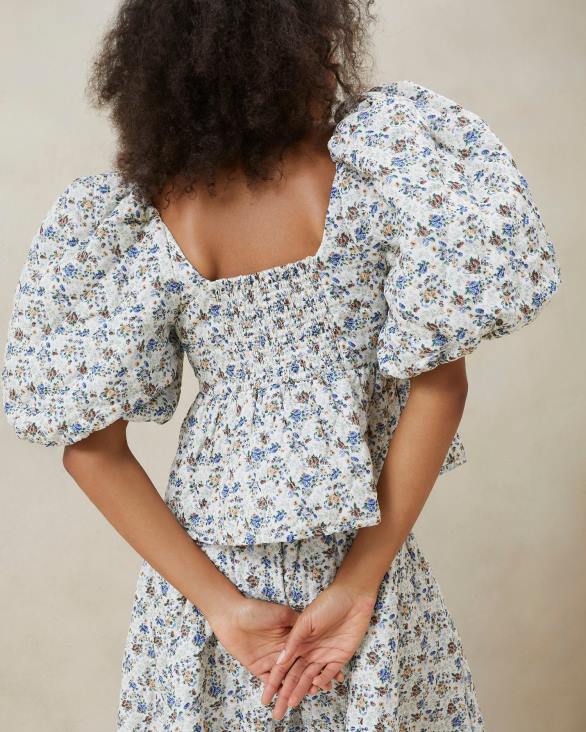 femmes Loeffler Randall crème/fleuri haut matelassé jessalyn vêtements 8HL8248