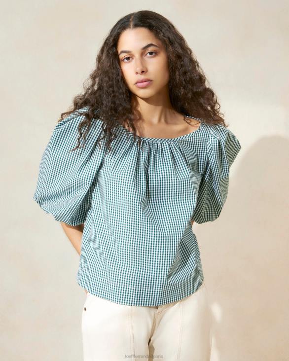 femmes Loeffler Randall mini vichy vert chemisier de tente eliza vêtements 8HL8207