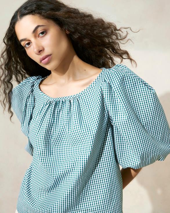 femmes Loeffler Randall mini vichy vert chemisier de tente eliza vêtements 8HL8207