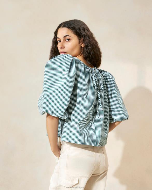 femmes Loeffler Randall mini vichy vert chemisier de tente eliza vêtements 8HL8207