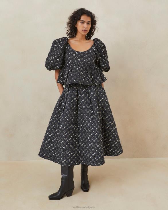femmes Loeffler Randall petites fleurs noires haut matelassé jessalyn vêtements 8HL8247