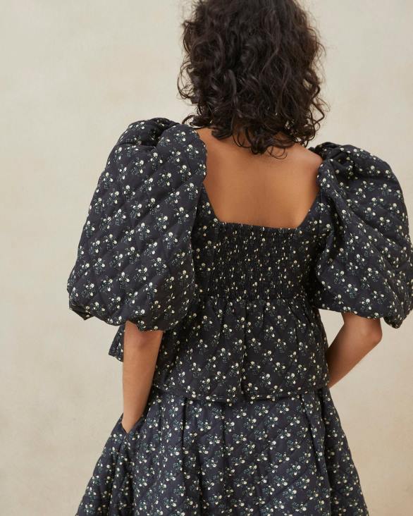 femmes Loeffler Randall petites fleurs noires haut matelassé jessalyn vêtements 8HL8247