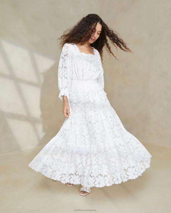 femmes Loeffler Randall Ivoire jupe à volants en dentelle crème Luna vêtements 8HL8217