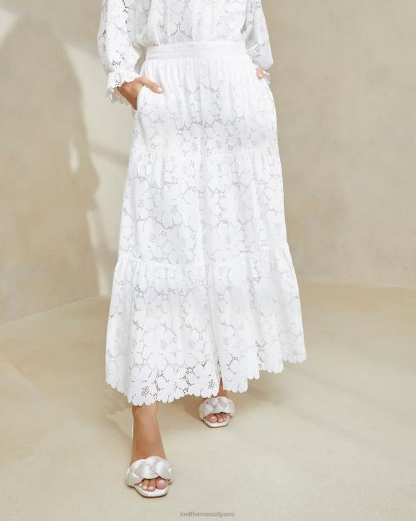 femmes Loeffler Randall Ivoire jupe à volants en dentelle crème Luna vêtements 8HL8217