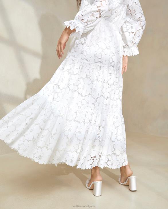 femmes Loeffler Randall Ivoire jupe à volants en dentelle crème Luna vêtements 8HL8217