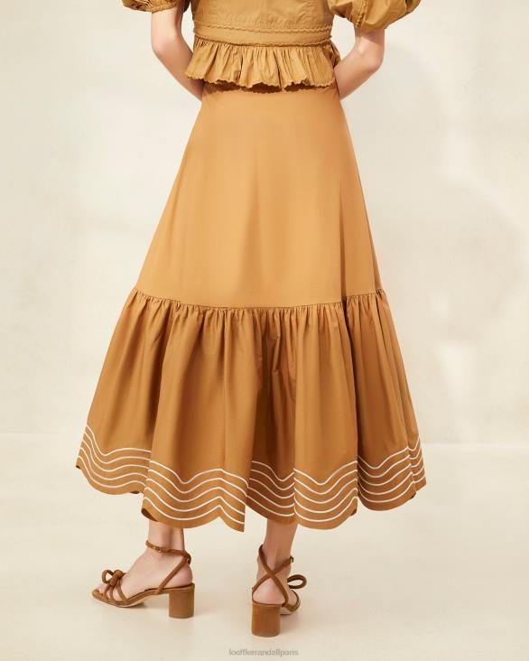 femmes Loeffler Randall brun jupe opale à ourlet volanté vêtements 8HL8228