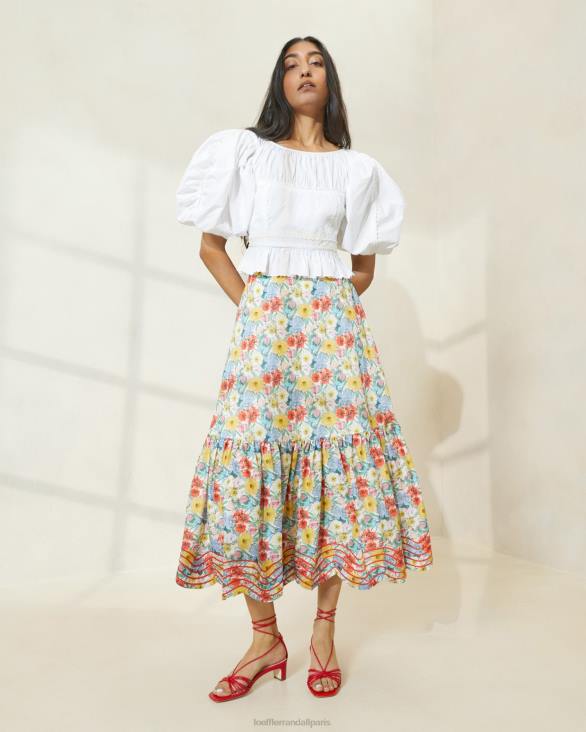 femmes Loeffler Randall floral multi coquelicot jupe opale à ourlet volanté vêtements 8HL8227