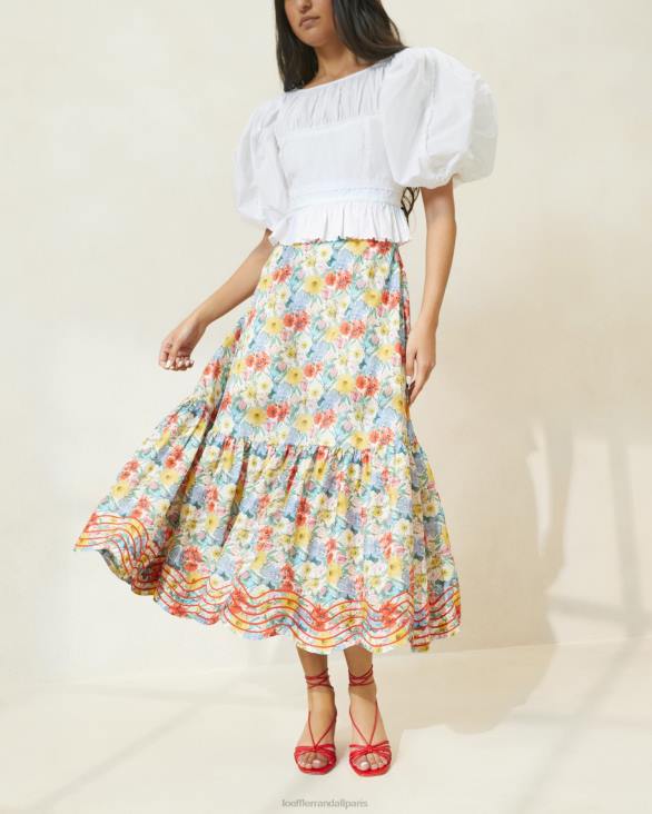femmes Loeffler Randall floral multi coquelicot jupe opale à ourlet volanté vêtements 8HL8227
