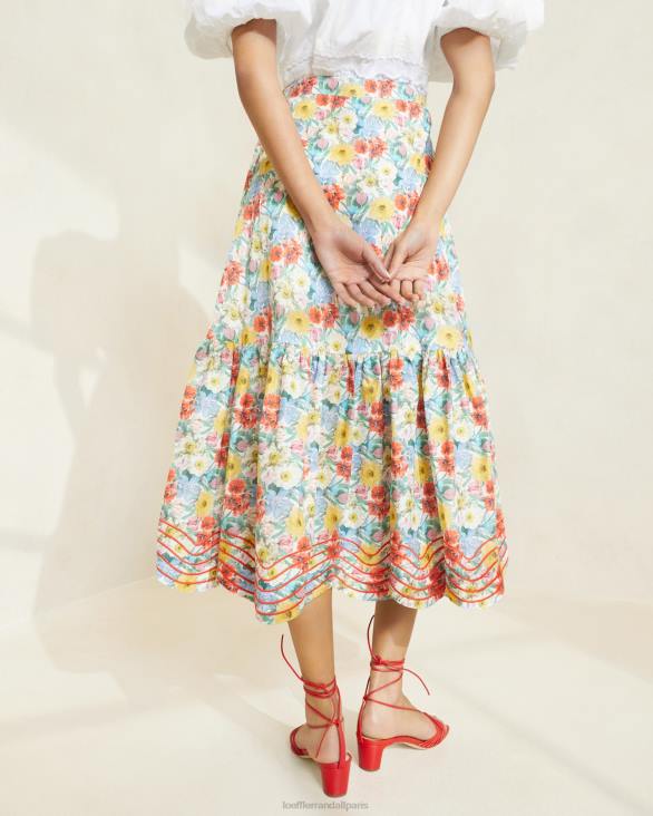 femmes Loeffler Randall floral multi coquelicot jupe opale à ourlet volanté vêtements 8HL8227