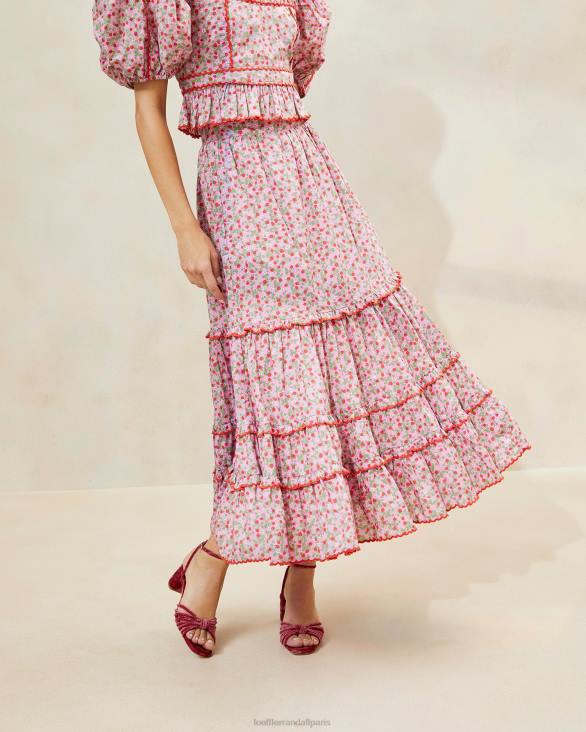 femmes Loeffler Randall imprimé fraise jupe midi à ourlet festonné ellie fraise vêtements 8HL8225