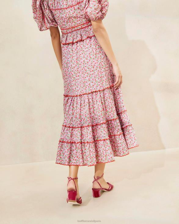 femmes Loeffler Randall imprimé fraise jupe midi à ourlet festonné ellie fraise vêtements 8HL8225