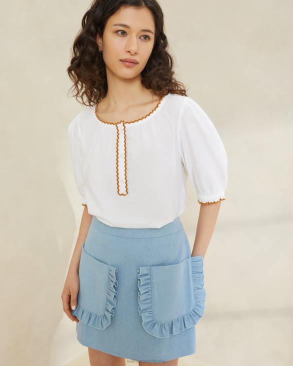 femmes Loeffler Randall jean léger jupe eura à poches et volants vêtements 8HL8229