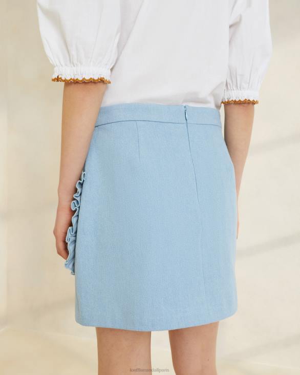 femmes Loeffler Randall jean léger jupe eura à poches et volants vêtements 8HL8229