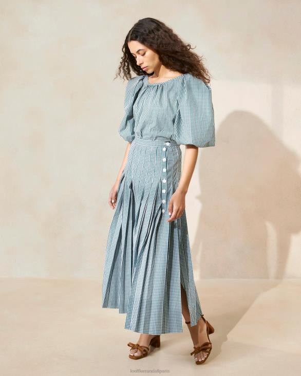 femmes Loeffler Randall mini vichy vert jupe plissée emlyn vêtements 8HL8223
