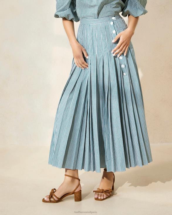 femmes Loeffler Randall mini vichy vert jupe plissée emlyn vêtements 8HL8223