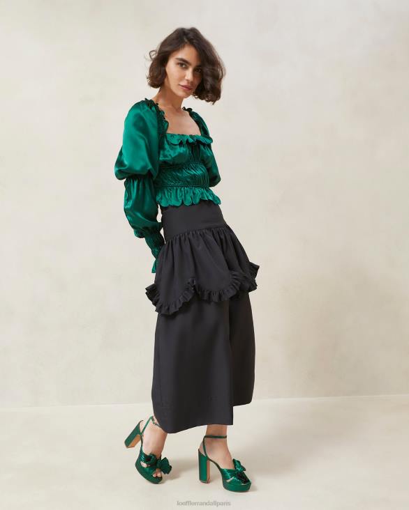femmes Loeffler Randall noir jupe milo à volants festonnés vêtements 8HL8242