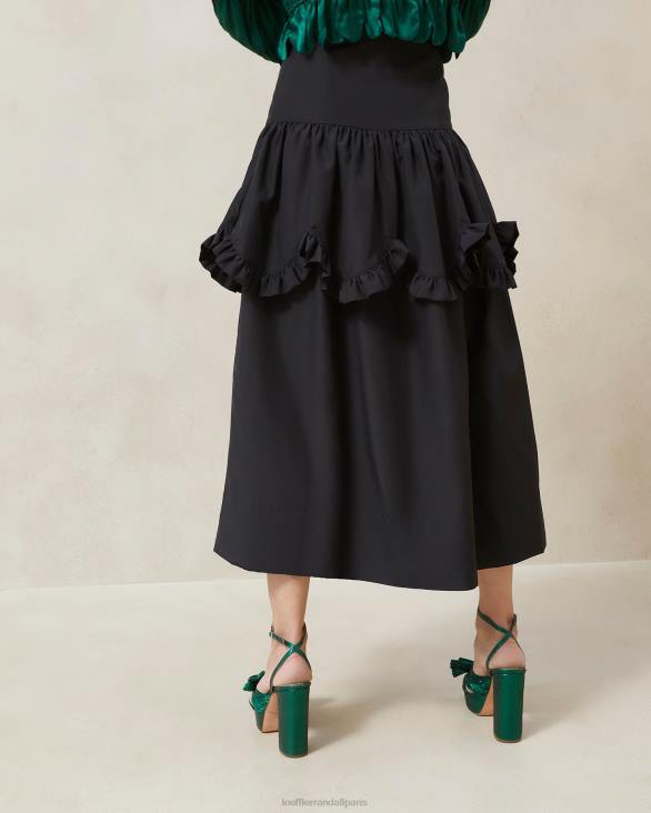 femmes Loeffler Randall noir jupe milo à volants festonnés vêtements 8HL8242