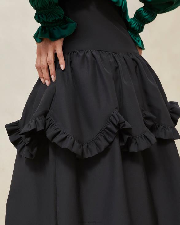 femmes Loeffler Randall noir jupe milo à volants festonnés vêtements 8HL8242