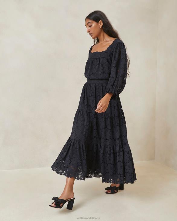 femmes Loeffler Randall noir jupe à volants en dentelle Luna vêtements 8HL8243