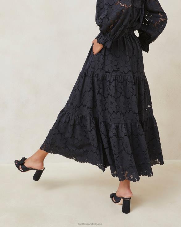 femmes Loeffler Randall noir jupe à volants en dentelle Luna vêtements 8HL8243