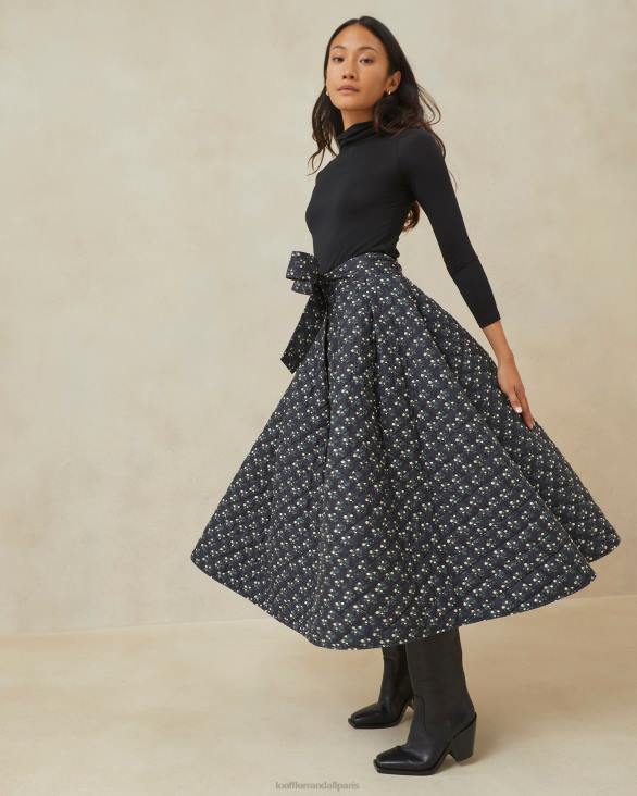 femmes Loeffler Randall petites fleurs noires jupe matelassée Leigh vêtements 8HL8237