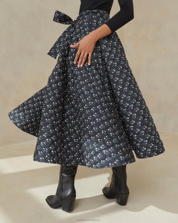 femmes Loeffler Randall petites fleurs noires jupe matelassée Leigh vêtements 8HL8237