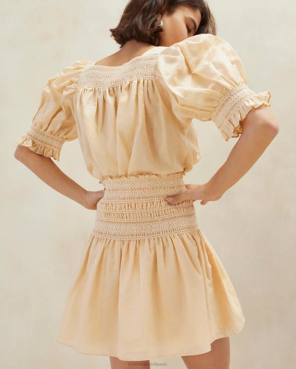femmes Loeffler Randall sable/écru jupe smockée gilles vêtements 8HL8238