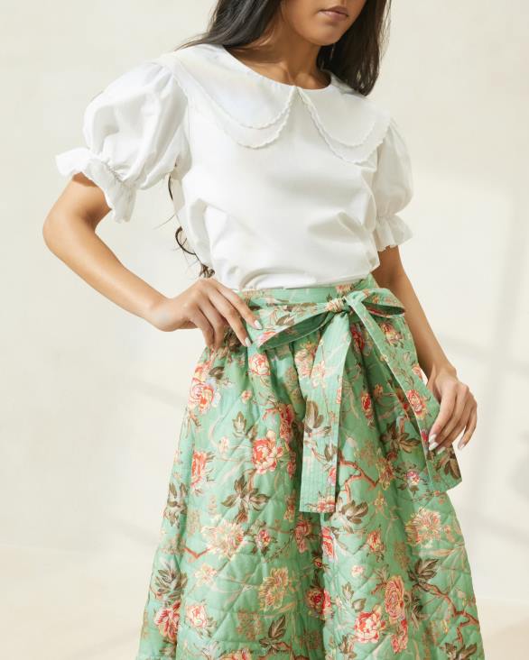 femmes Loeffler Randall sauge botanique florale jupe matelassée Leigh vêtements 8HL8231