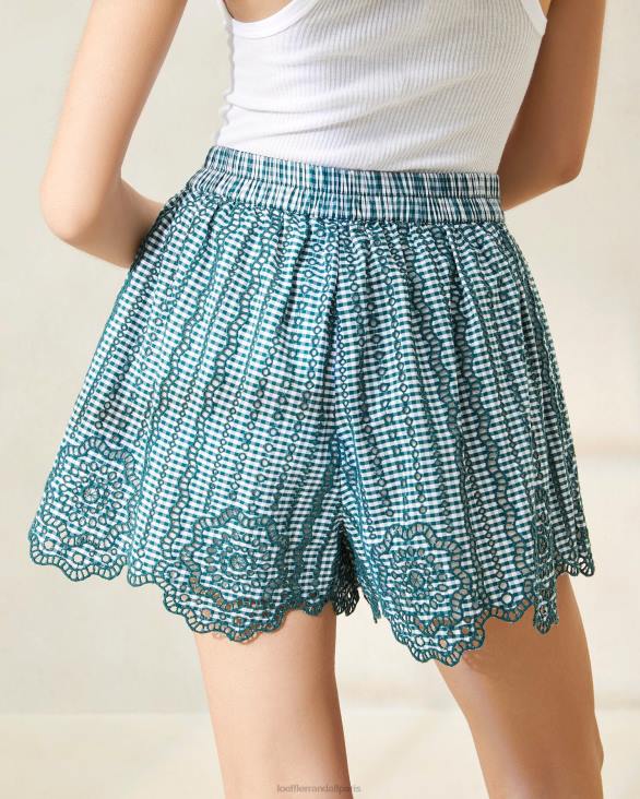 femmes Loeffler Randall mini vichy vert short festonné dorian vêtements 8HL8226