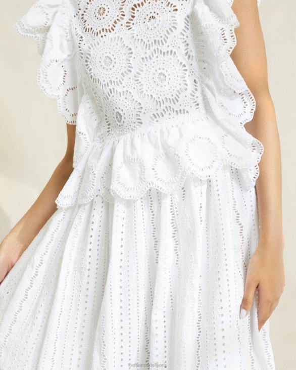 femmes Loeffler Randall Ivoire robe en dentelle à manches flottantes brynn vêtements 8HL8173