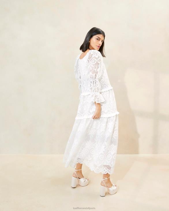 femmes Loeffler Randall blanc robe en dentelle à volants antoinette vêtements 8HL8187