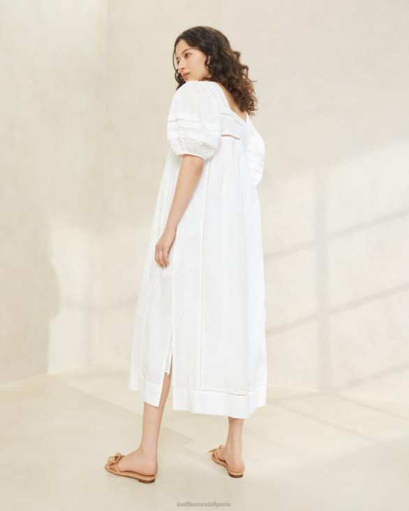 femmes Loeffler Randall blanc robe à manches bouffantes d'août vêtements 8HL8171