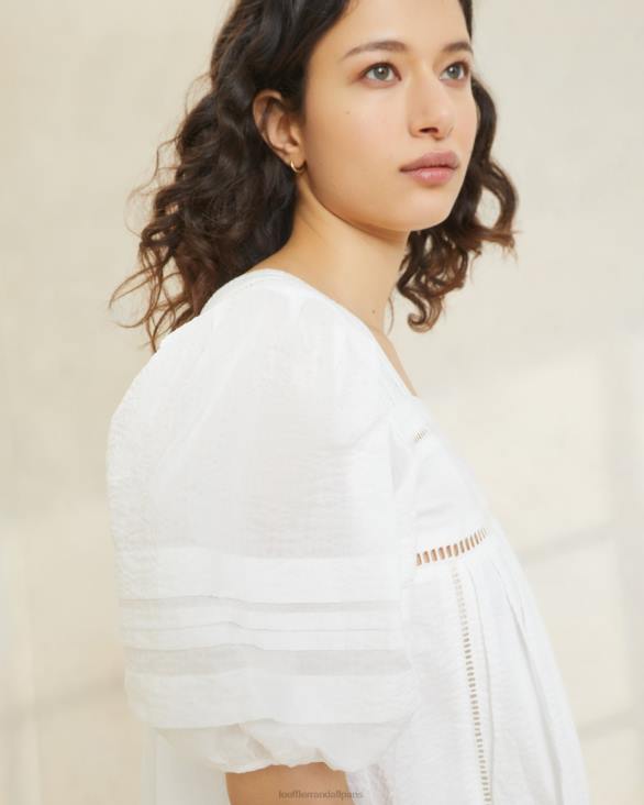 femmes Loeffler Randall blanc robe à manches bouffantes d'août vêtements 8HL8171