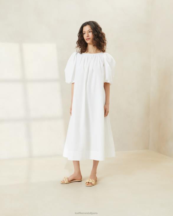 femmes Loeffler Randall blanc robe oversize à manches bouffantes mimi vêtements 8HL8178