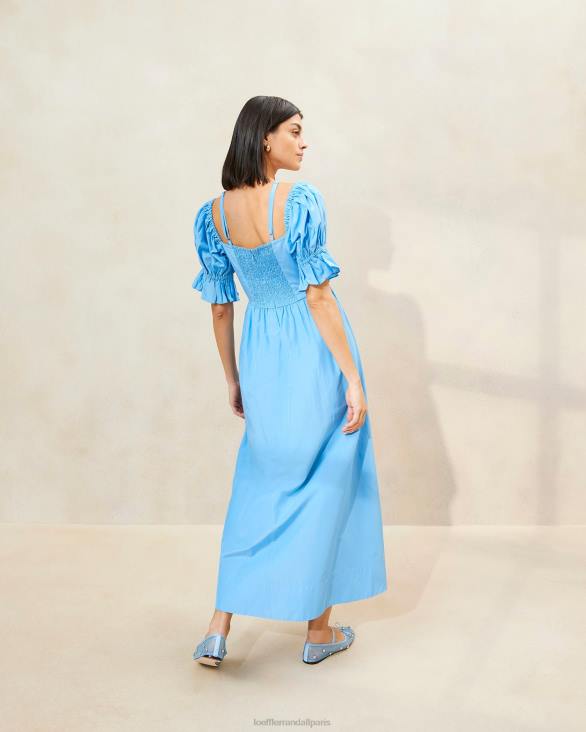 femmes Loeffler Randall bleuet robe Yael à corsage froncé vêtements 8HL8193