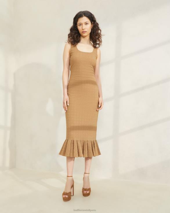 femmes Loeffler Randall brun robe débardeur à ourlet volanté yessica vêtements 8HL8195