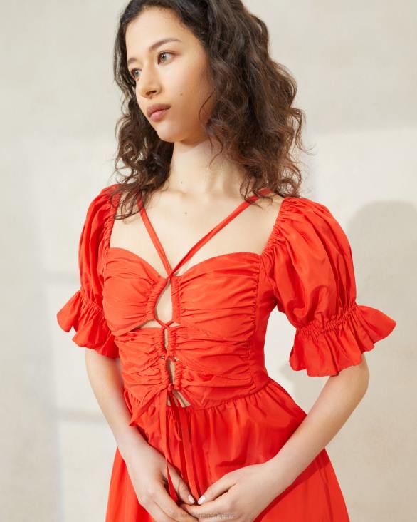 femmes Loeffler Randall coquelicot robe à corsage froncé yael vêtements 8HL8177