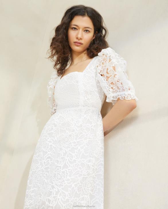 femmes Loeffler Randall crème robe addison à manches bouffantes vêtements 8HL8182
