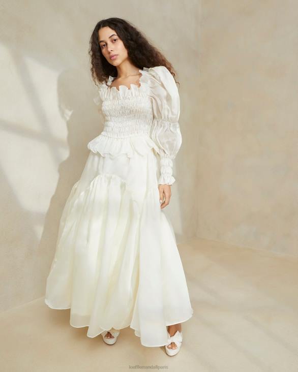 femmes Loeffler Randall crème robe en organza à smocks suzette vêtements 8HL8170