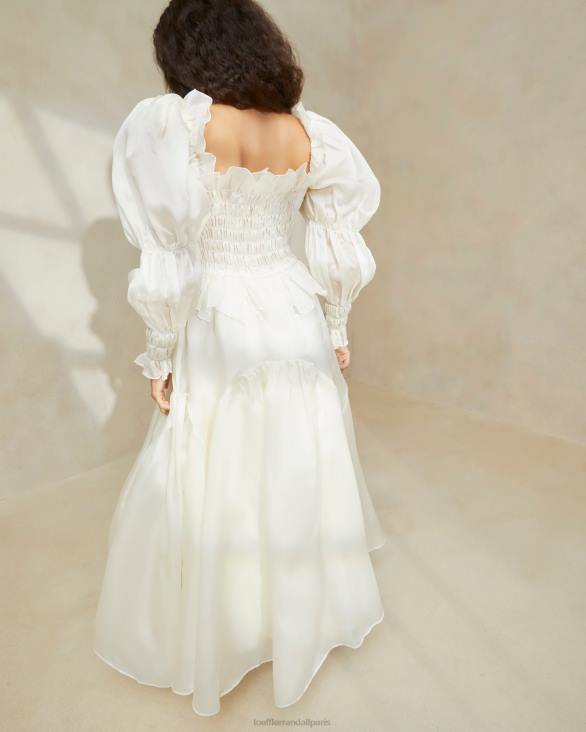 femmes Loeffler Randall crème robe en organza à smocks suzette vêtements 8HL8170