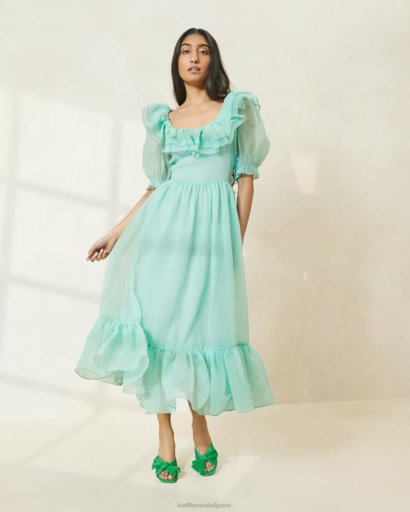 femmes Loeffler Randall écume de mer robe à manches bouffantes et volants shannon vêtements 8HL8174