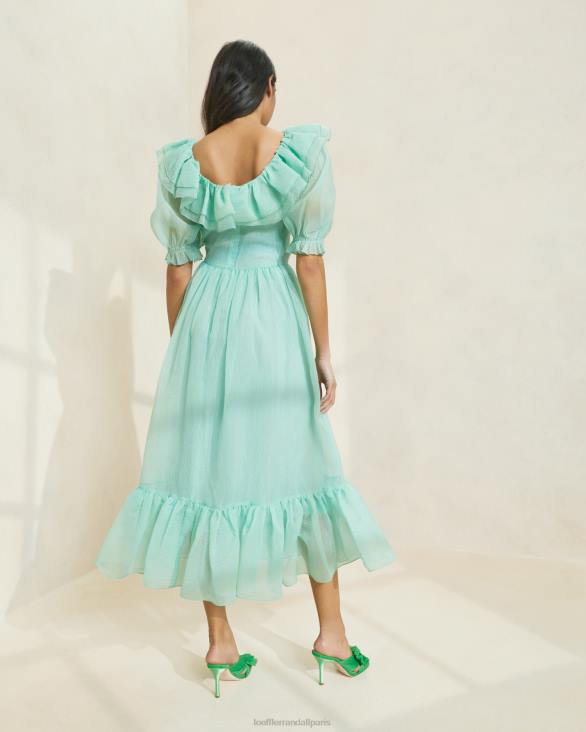 femmes Loeffler Randall écume de mer robe à manches bouffantes et volants shannon vêtements 8HL8174