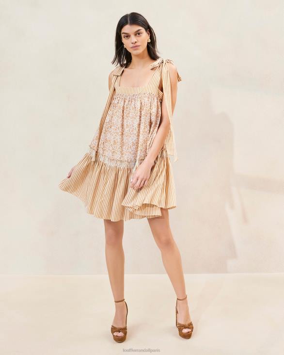 femmes Loeffler Randall marron fleuri/rayure marron robe janie à ourlet volanté vêtements 8HL8189