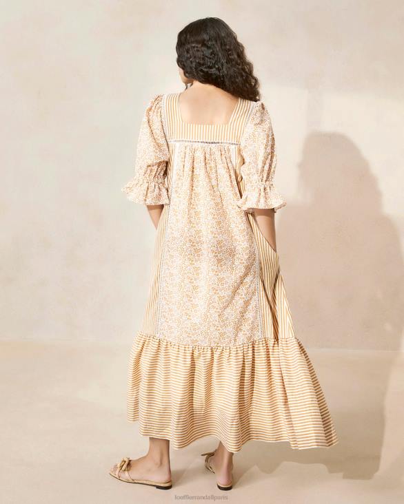 femmes Loeffler Randall marron fleuri/rayure marron robe longue phillipa vêtements 8HL8184