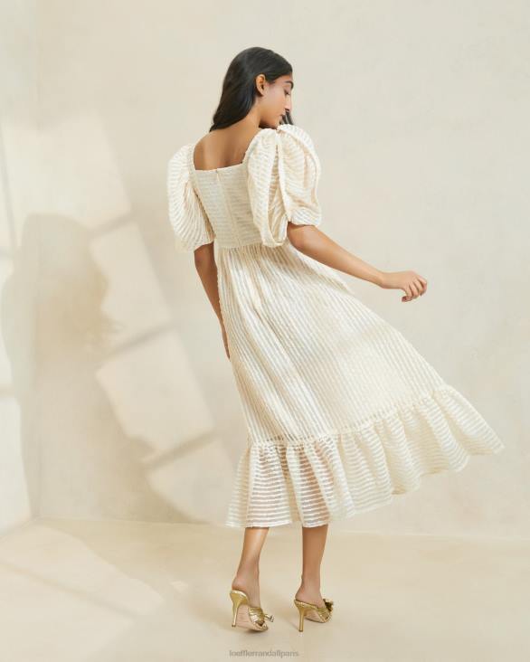 femmes Loeffler Randall rayure crème robe addison à manches bouffantes vêtements 8HL8172