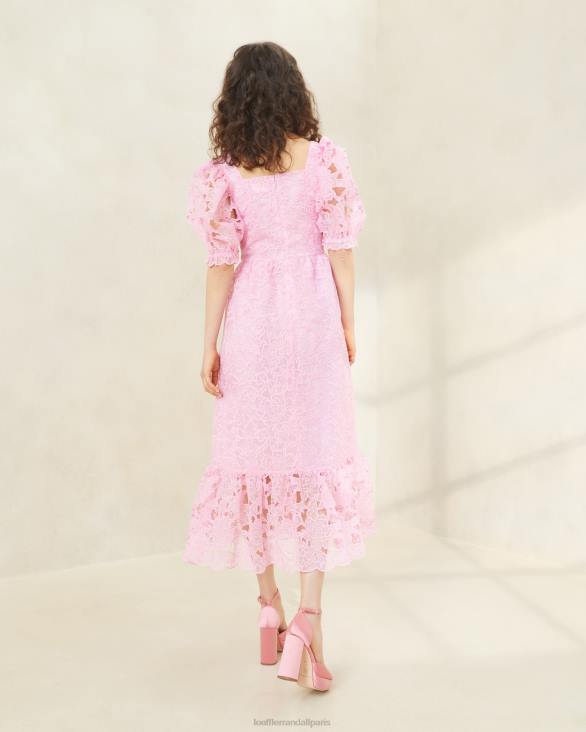 femmes Loeffler Randall rose robe addison à manches bouffantes vêtements 8HL8181