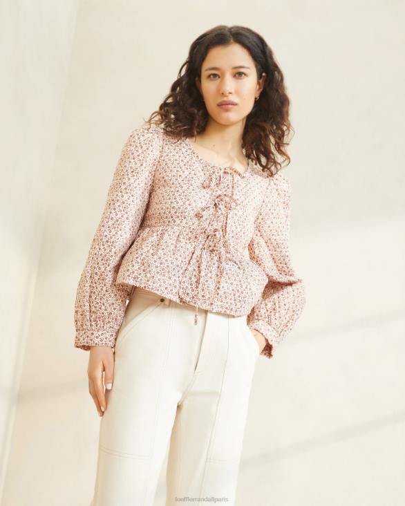 femmes Loeffler Randall crème/ambre petites fleurs veste nouée sur le devant donna vêtements 8HL8262