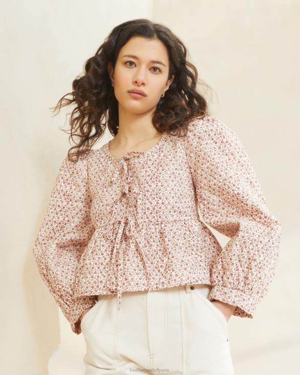 femmes Loeffler Randall crème/ambre petites fleurs veste nouée sur le devant donna vêtements 8HL8262